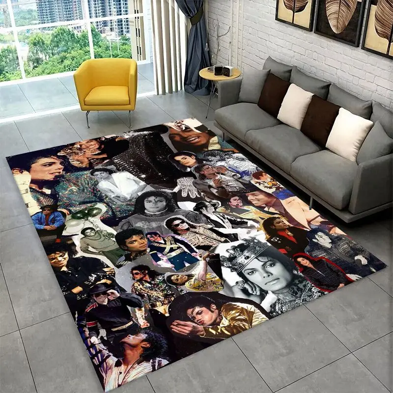 King of Pop Star MJ Michael Jackson Carpet Rug for Bedroom Living Room Sofa Doormat Home Decor,Kid Game Area Rug Non-slip gift