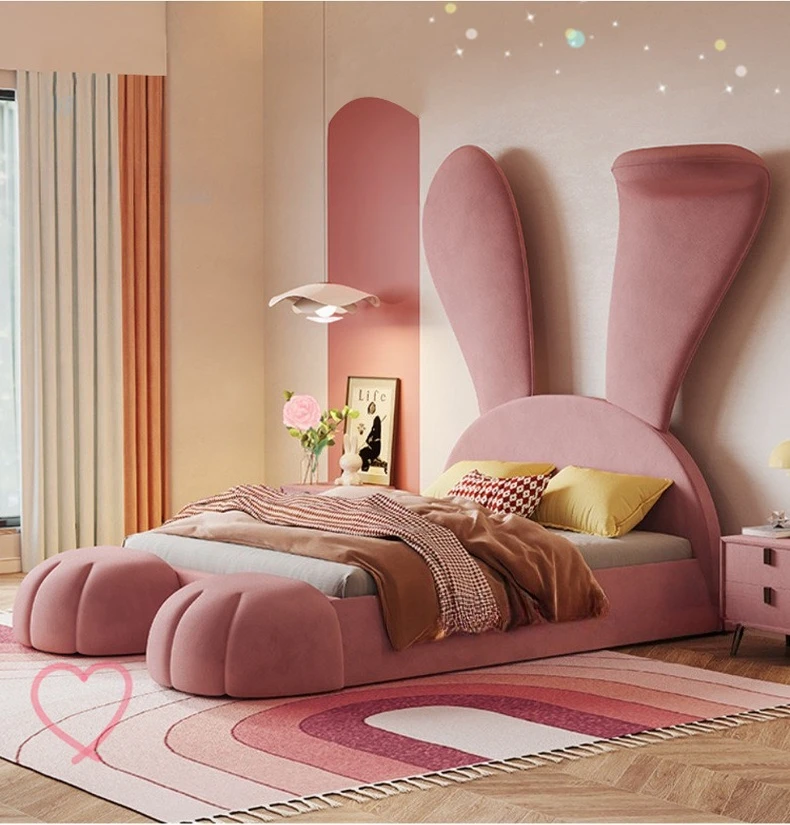 Ear rabbit Internet celebrity bed, girl cartoon soft bag flannel cloth art bed