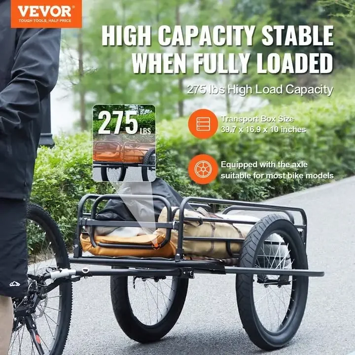 Bike Cargo Trailer, 70/275 lbs Load Capacity, Foldable Compact Storage & Quick Release with Universal Hitch, 20
