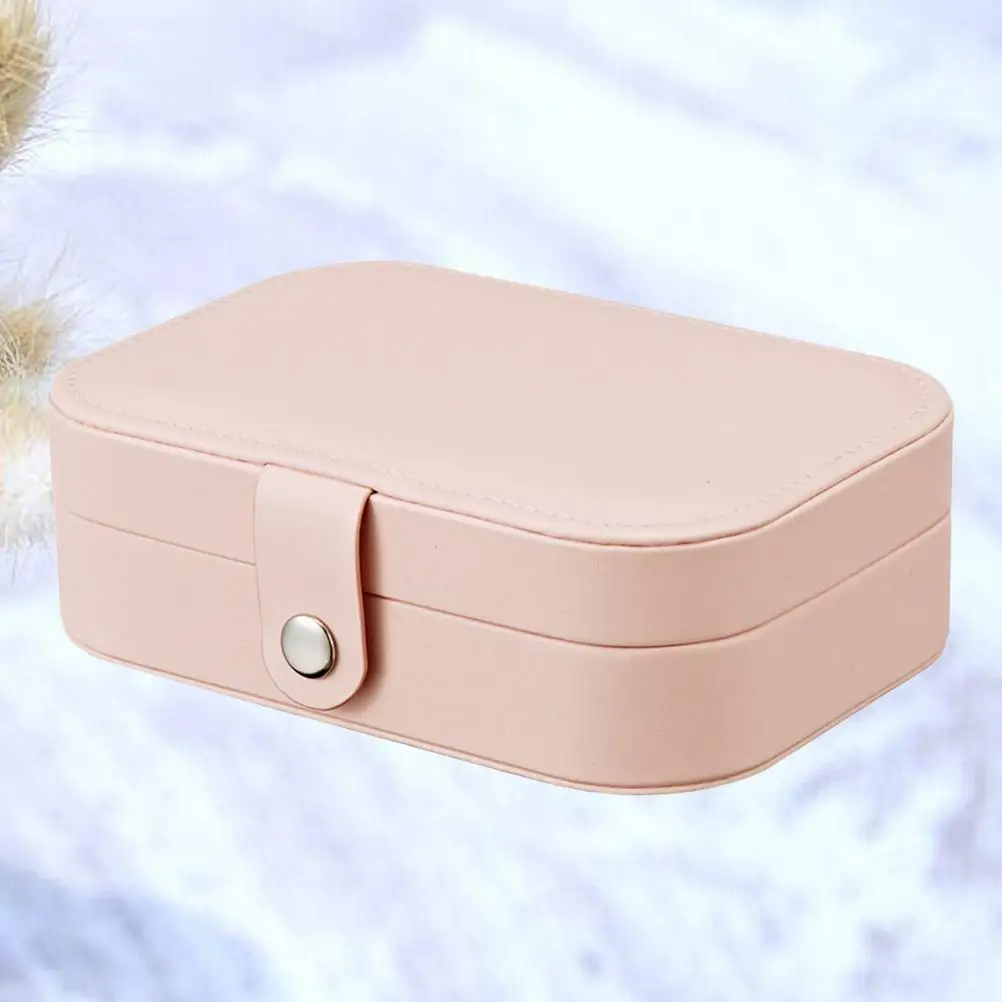 Portable Simple Storage Box Multifunctional Two Layers Container For Women Travel Small PU Jewelry Case (Orange)