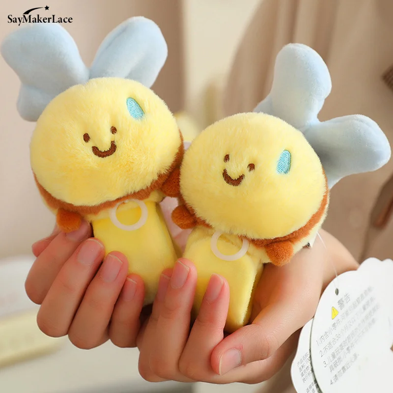 Lovely Plush Bow Sweating Bee Clap Circle Toys Slap Flapping Wings Fluffty Stuffed Bracelet Hand Ring Wristband Kid Funny Toys