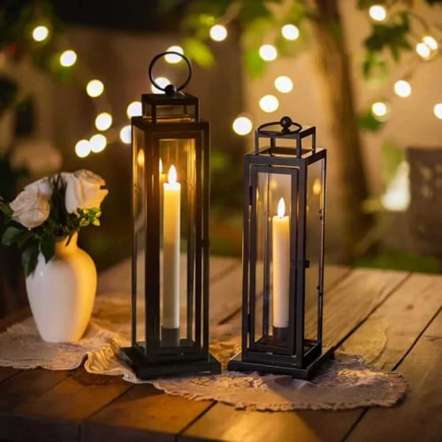 Black Lanterns Decorative Indoor Set of 2 : 13