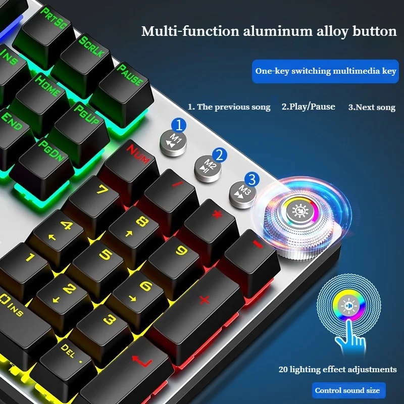 New Aula F2088 Mechanical Keyboard Game Full-key Programmable Marcro Keyboard Anti-ghosting Switch Wired For Gaming Computers