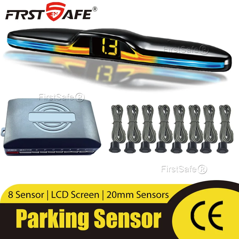 

Pickup Truck Metal Bumper 8 Rubber Radar Parking Sensor Kit Backlit Parking Electronic LED Display English Spain Multi Voice