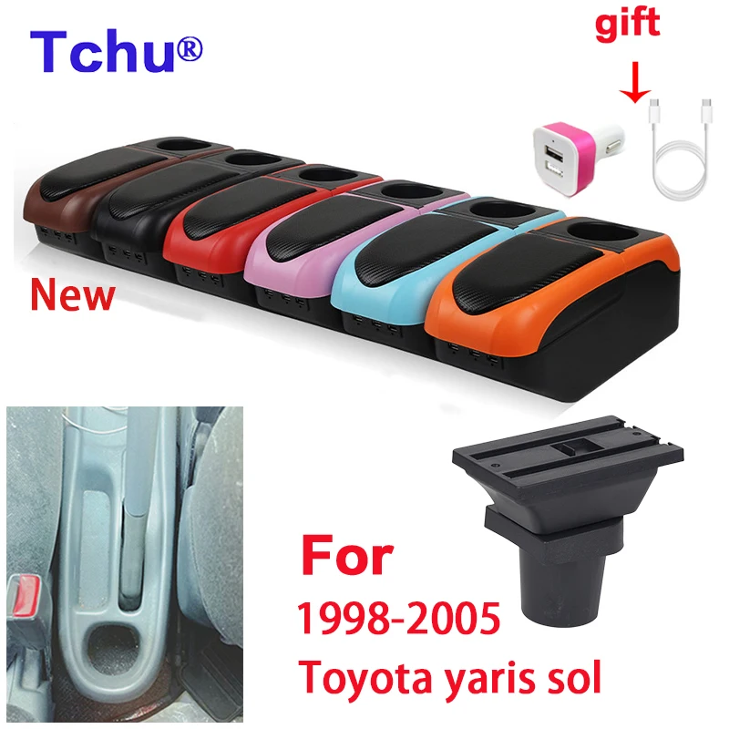 

For Toyota yaris sol Armrest Box For Toyota Yaris Vitz Hatchback Car Armrest box 1998-2005 with USB cup holder Car Accessories