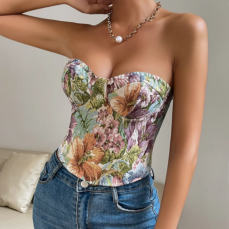 Europe And The United States Retro Flower Niche Suspenders French Court Waist Strap Adjustment Chest