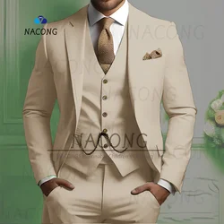 Men's Suits 3-piece Set Wedding Suit Slim fit Jacket Vest Pants Dress Birthday Party Tuxedo Banquet Men Suit
