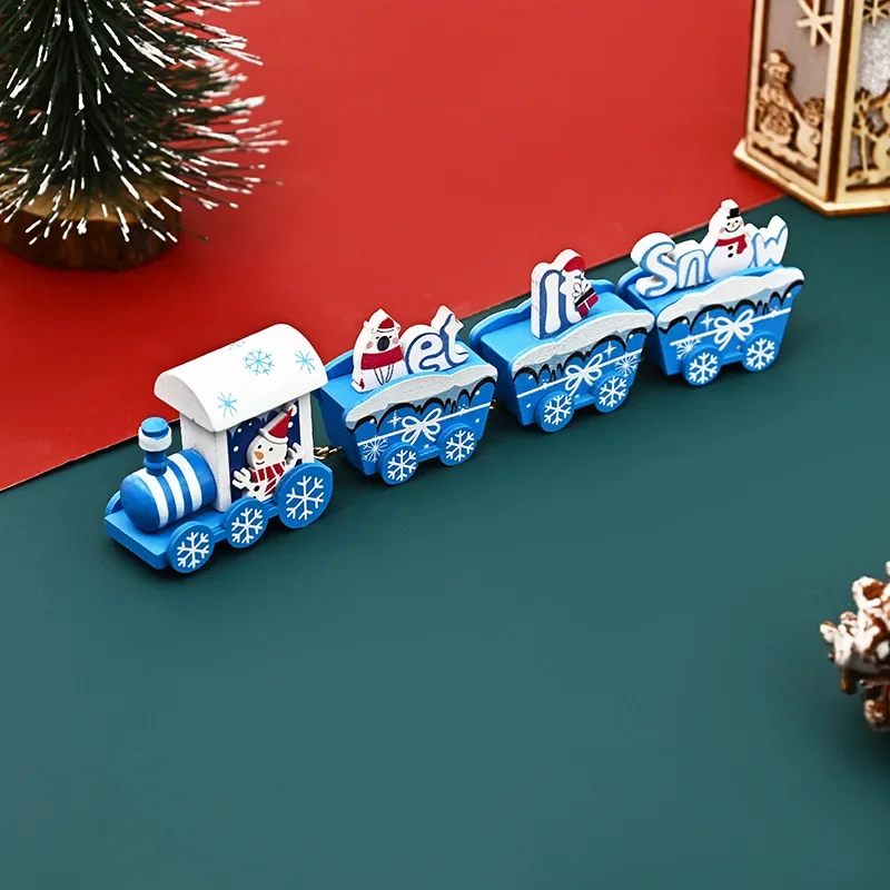 Tren pequeño de Navidad de madera, adornos navideños, decoración navideña para el hogar, Feliz Año Nuevo 2025, regalos creativos de Navidad para