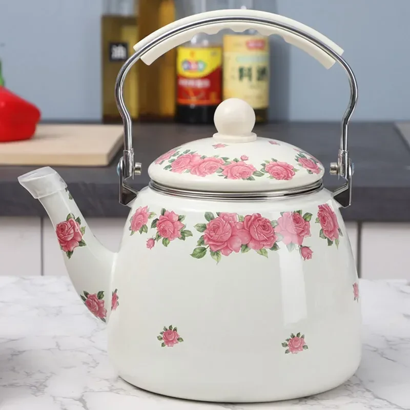 Enamel Kettle Large Capacity Water Boiler Straight Pot Design for Household Use Induction and Gas Compatible view 3