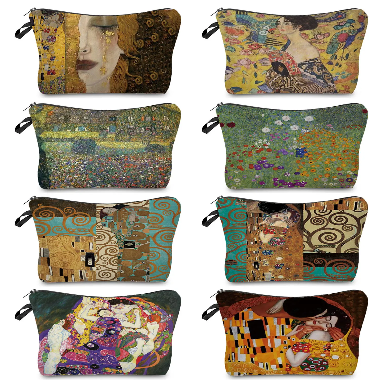 Makeup Bags Ladies Customizable Gustav Klimt Oil Painting Tears Print Travel Toiletry Bag Casual Women's Cosmetic Bag Fashion