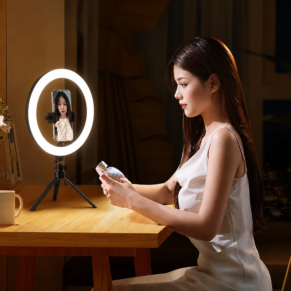 Anillo de luz LED para selfies de 16/26/33cm con control remoto para teléfono, lámpara para fotografía, grabación de video, transmisión en vivo y selfies.