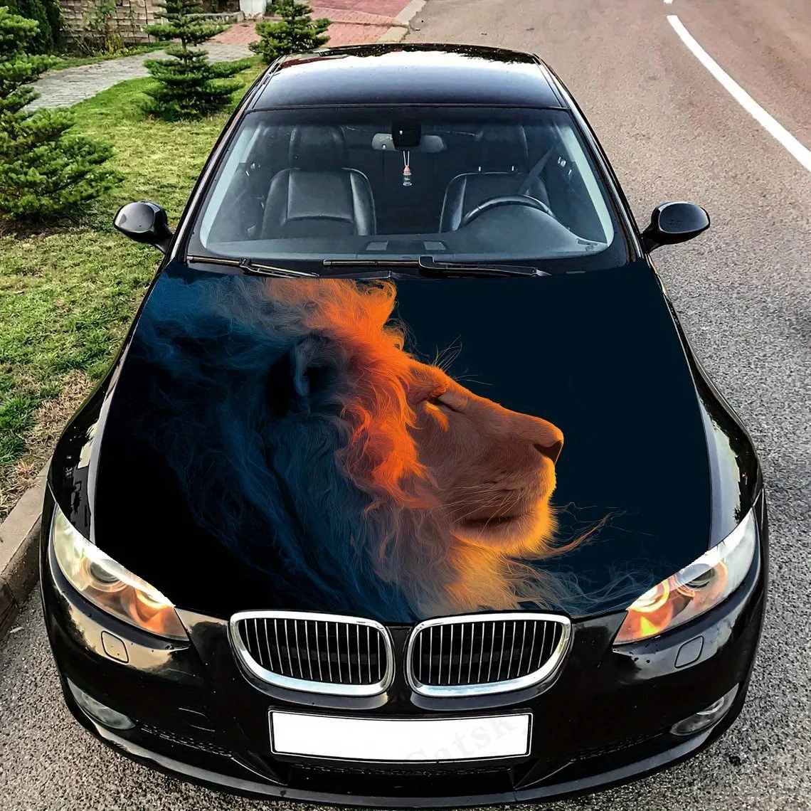 

Lion with Cosmic Elements Car Hood - Self-Adhesive, Waterproof & Scratch-Resistant Sticker , Perfect For Vehicle Customization &