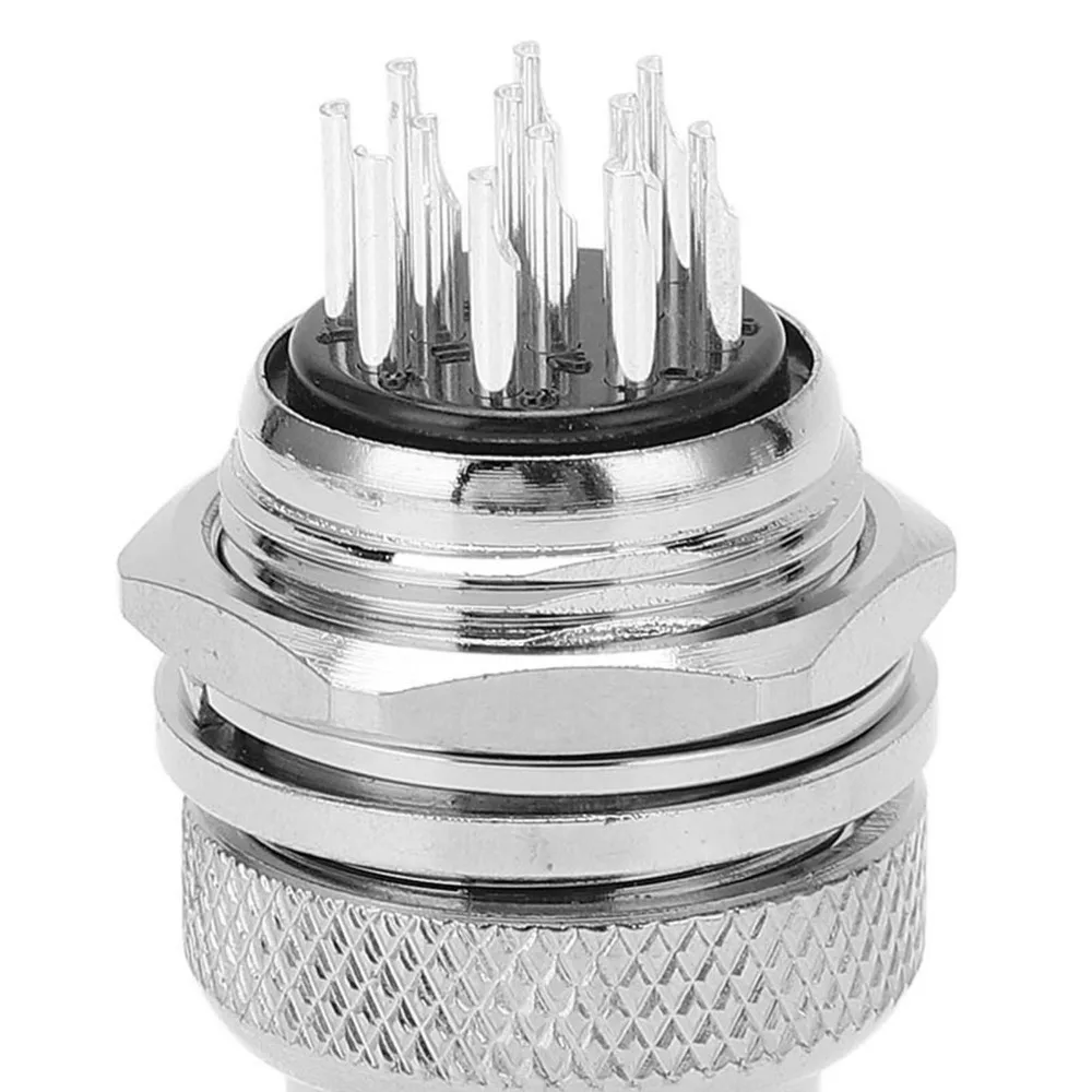 2 PCS Zinc Alloy Aviation Connector 20mm Opening 12 Pin Aviation Plug Panel Mount Male Female Electrical Plug and Set