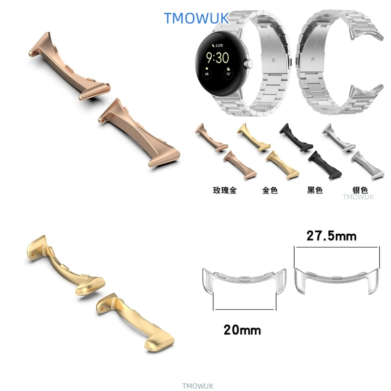 

For Google Pixel Watch1 2 3 41mm Connector Adapter - 20mm Alloy Material, Easy-Install Watchband Strap, Stylish Bracelet Accesso