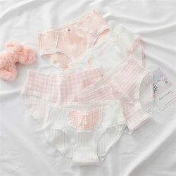 3PCS Sexy Lace Panties Women Cotton Underwear Fashion Lovely Girl's Briefs Mid Waist Seamless Comfort Underpants Female Lingerie