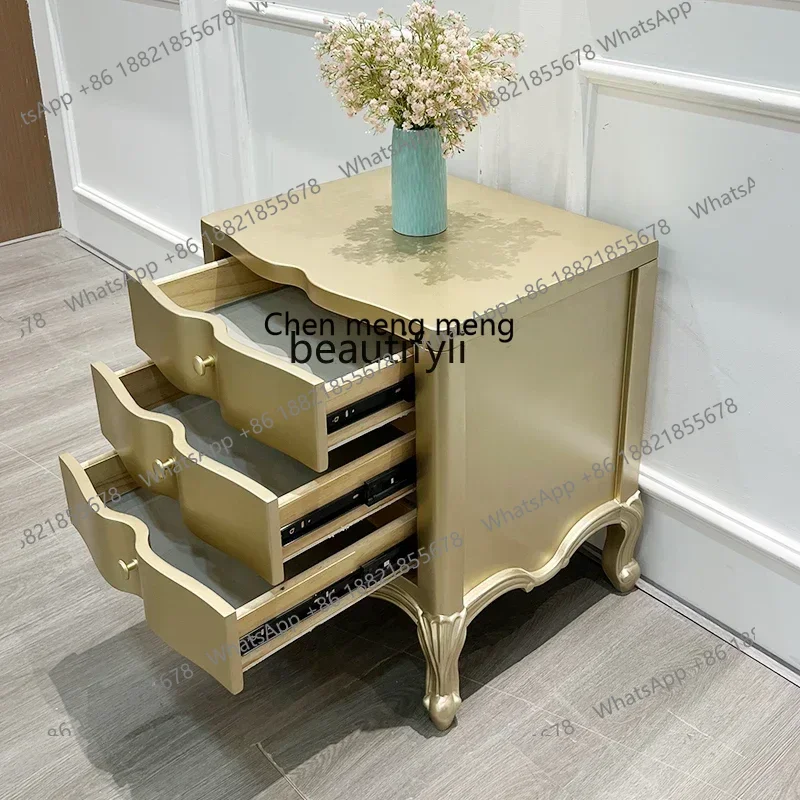 

D178 a26 American light luxury solid wood, modern simple locker, bedroom drawer, bedside cabinet, storage cabinet, champagne gol