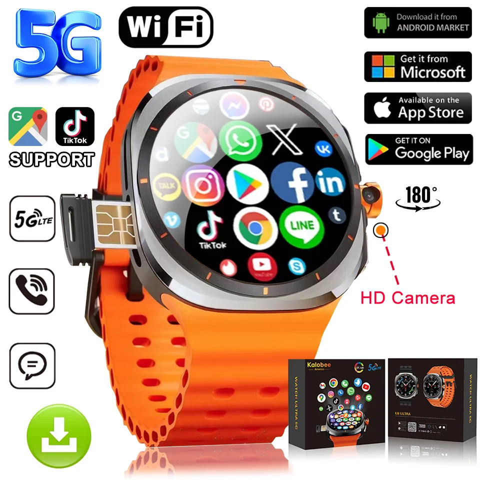 Jam Tangan Pintar Baru Ultra 4G/5G Kartu SIM Panggilan Video Smartwatch GPS WIFI Kamera Putar Panggilan Global Penyimpanan 128 Layar AMOLED