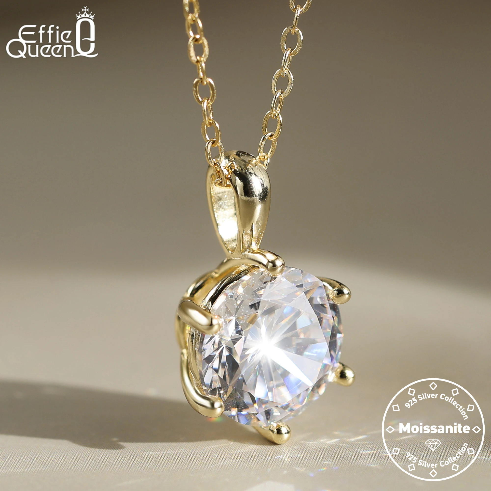 

EFFIE QUEEN Moissanite Diamond 100% 925 Sterling Silver Pendant Necklace for Men, Women Wedding Party 2025 Trend Necklace MON04