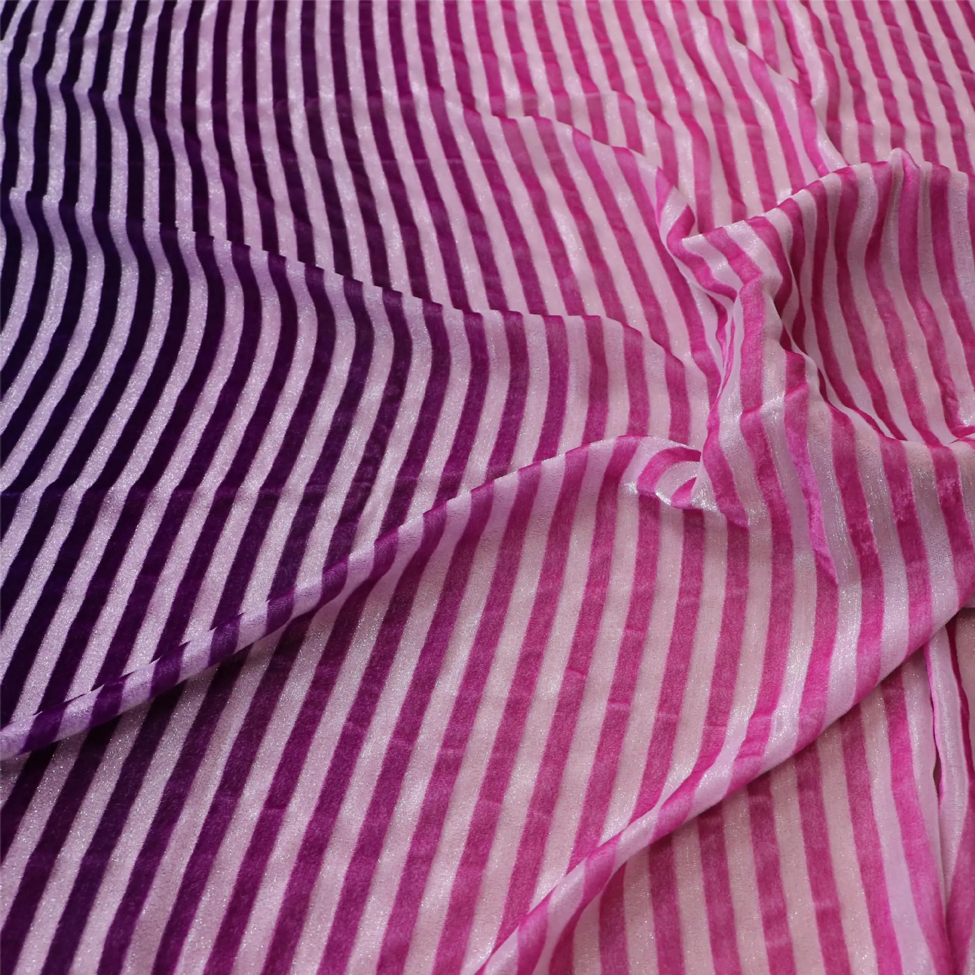 Silk Stripes Gradient Velvet Woven Cloth Nightdress Gown Fabric