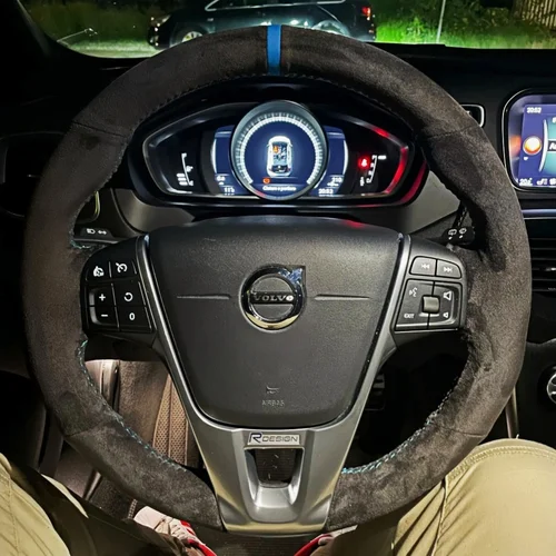 Imagen 1 del producto Personalización cosida a mano gamuza cuero antideslizante protector para volante de coche accesorios para Volvo V60 XC60 XC90 S60 S80 S90