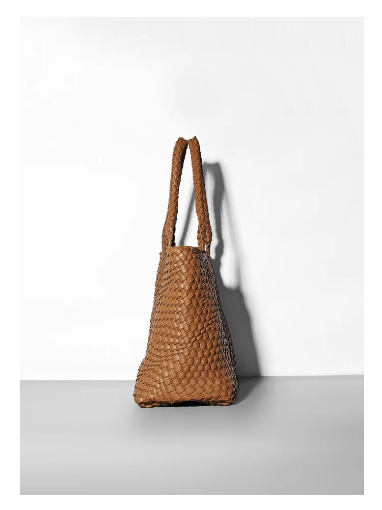 Große Kapazität Designer Stricken Mode PU Leder Damen Umhängetasche Handtaschen für Strand Reise Single-Shoulder Damen Tasche – Detail 12