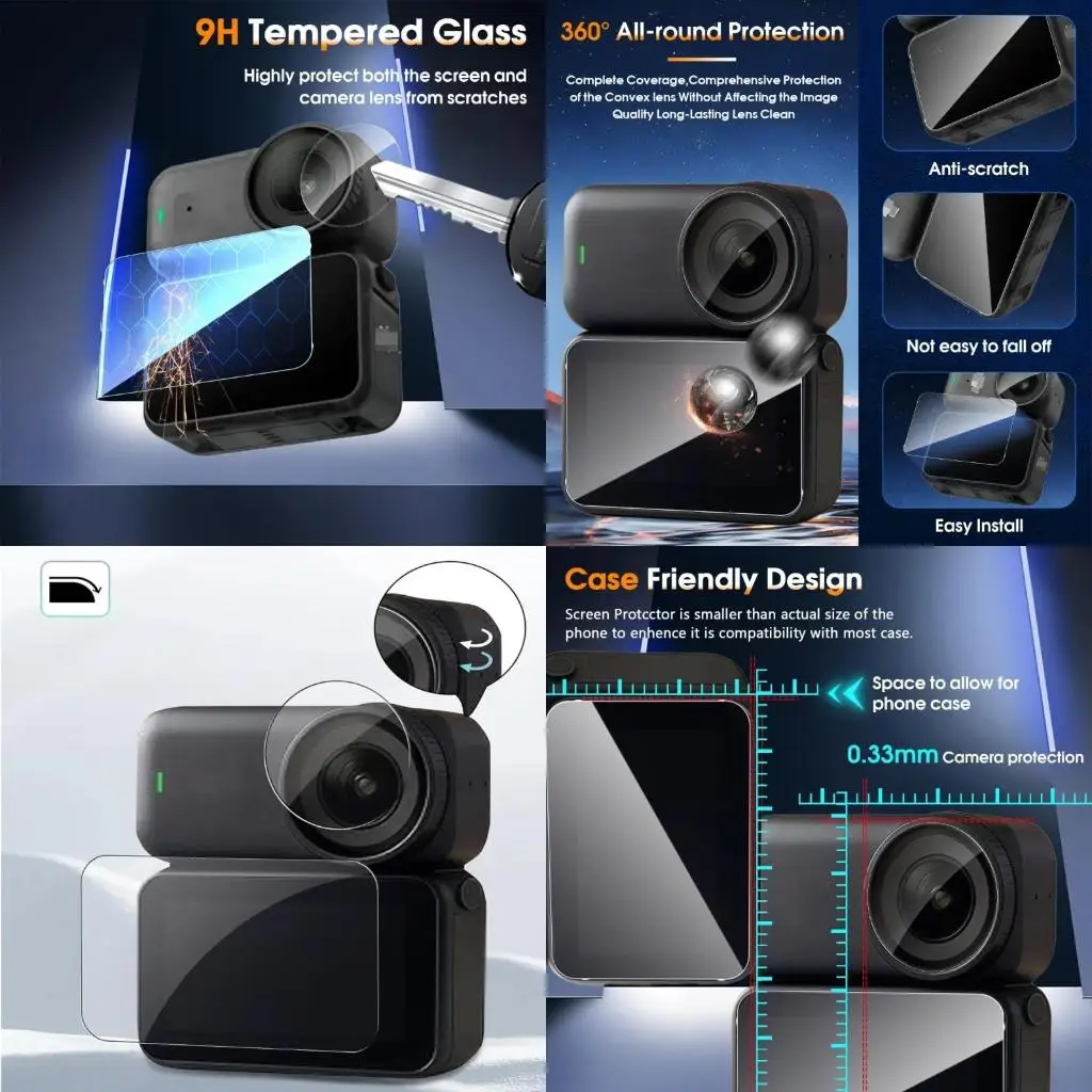 2 Pieces Opposing Scratch Screen Protectors Temperately Glass Film for Camera Le