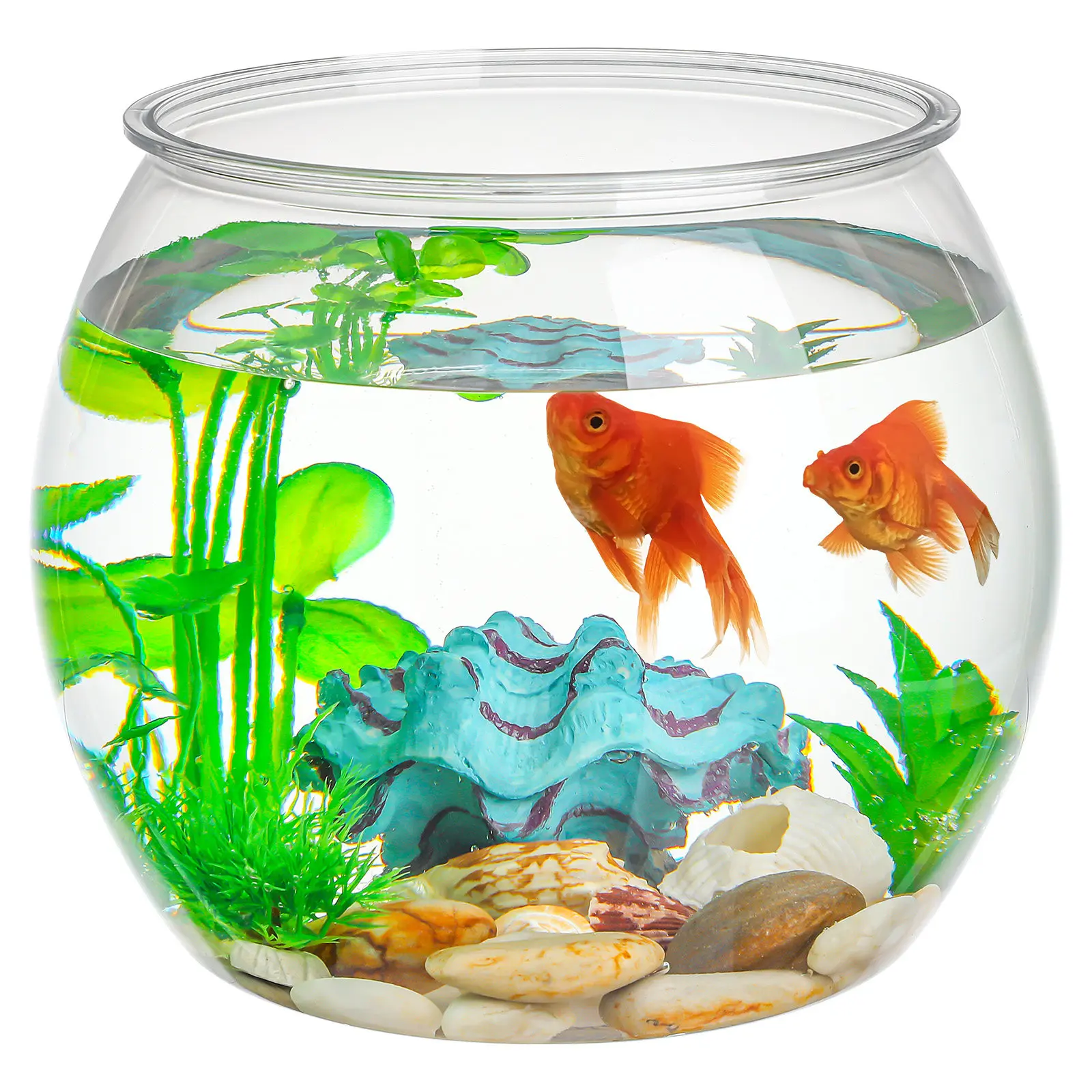 Clear Plastic Fish Bowl Round Desktop Aquarium Small Fish Tank for Goldfish Betta Turtles Reptiles Fall Resistant Easy