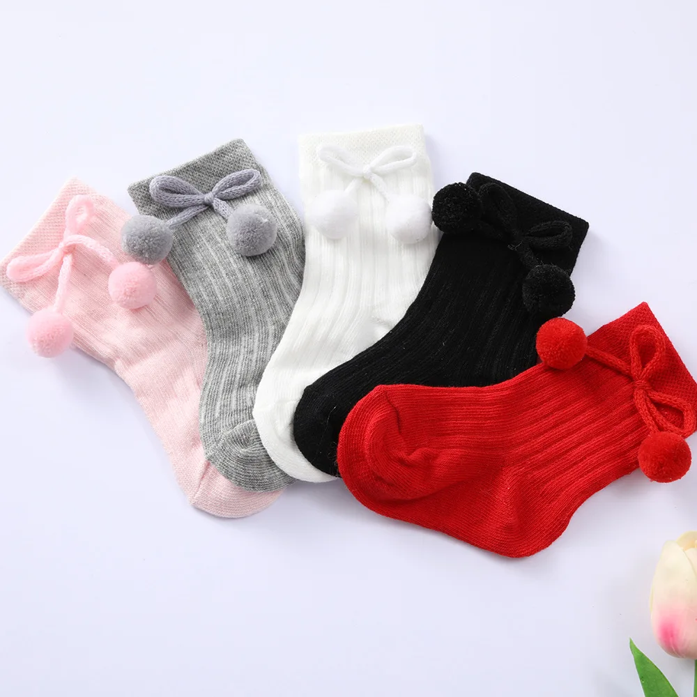 Baby Middle Tube Socks Kids Toddlers Girls Cute Bow Soft Cotton Baby Socks Bowknot Christmas Socks 6-18Months Baby Girl Socks