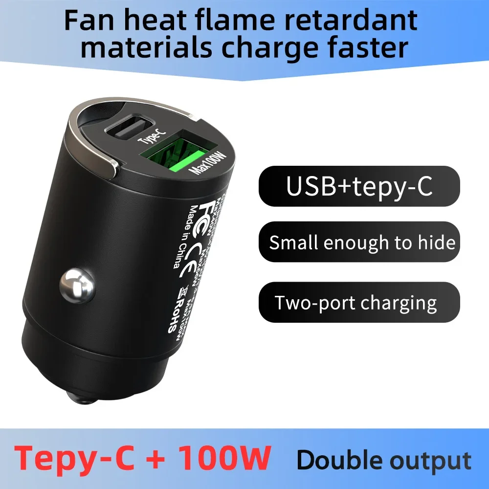 

GEFENSI Type_c+Max100W Charger Adapter Cigarette Lighter USB Charger Fast Charging [PD QC 3.0] Car Phone Charger For IPhone And