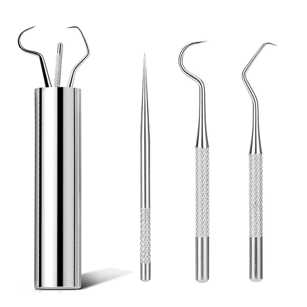 

ABMRO Stainless Steel Portable Toothpicks Travel Kits - 3pcs Waterproof Reusable Outdoor Camping Picnic Floss Tooth Toothpicks