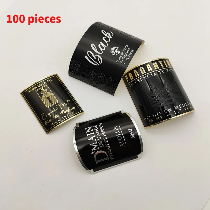 

10 0.Zhang.Custom.Black Fragrance Packing Sticker Private Cosmetics Aluminum Emblem Metal 3D Engrave Logo Metal Label