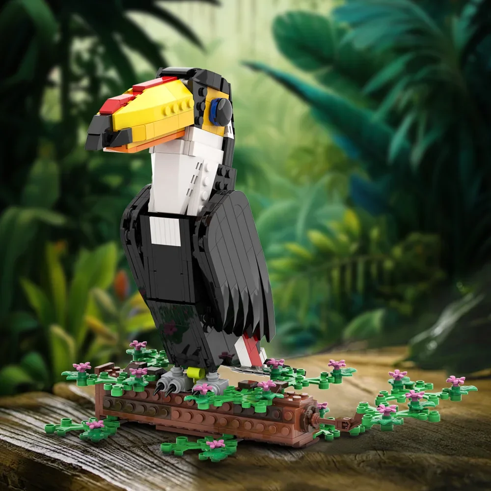 MOC 動物鳥創造性トコオオハシビルディングブロックモデルブルージェイレンガ装飾装飾品組み立ておもちゃ子供のギフト