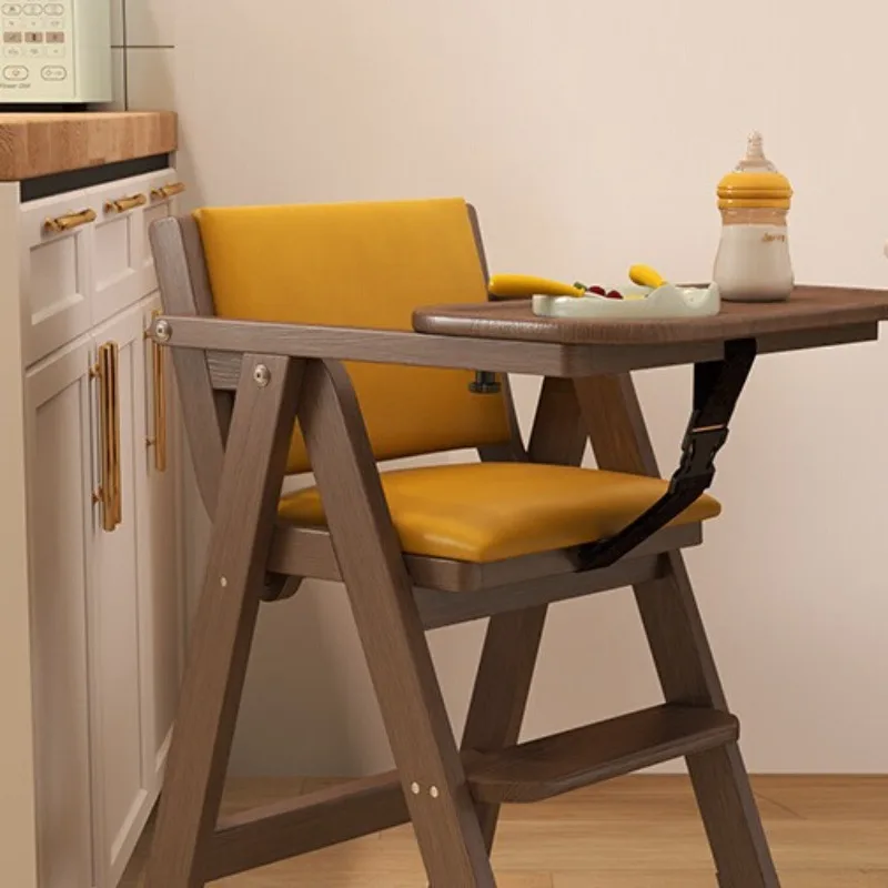 

Solid wood baby dining chair Hotel children's dining table Eating growth seat Household simple folding baby dining chair
