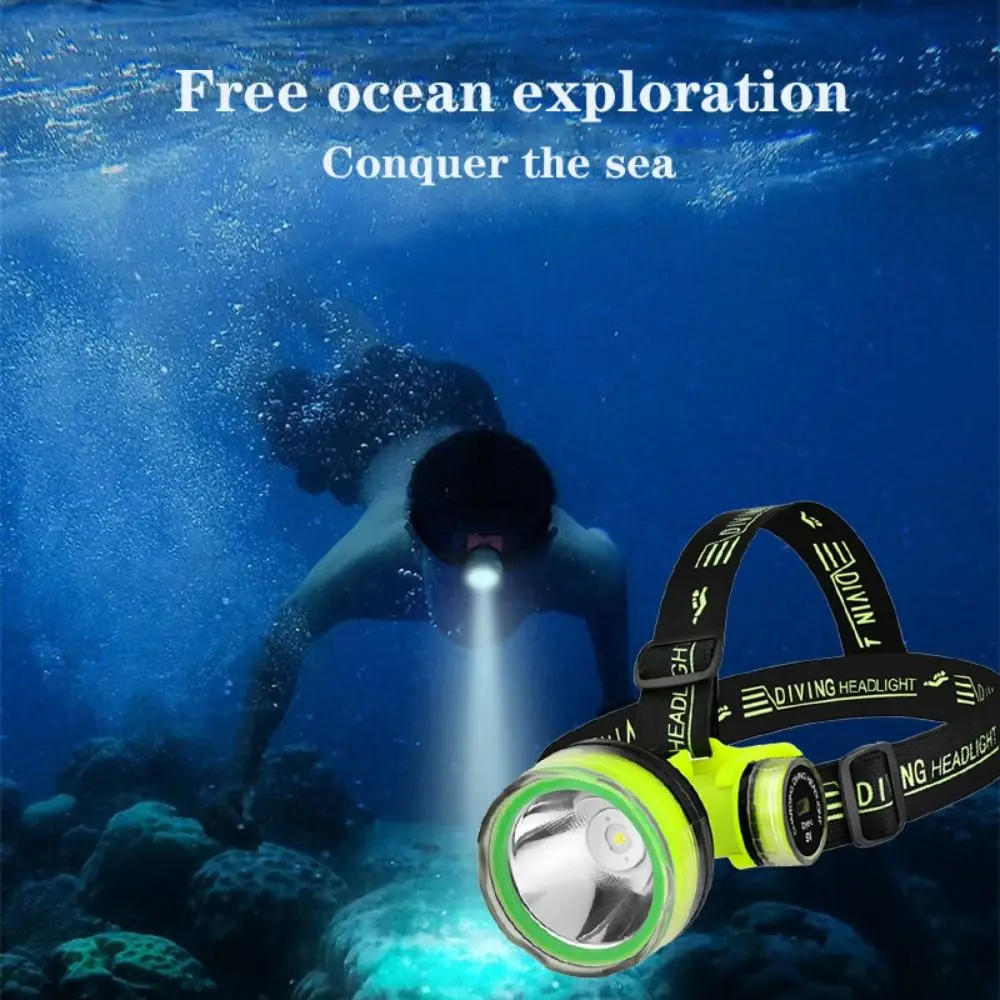 

New ABS Diving LED Headlights Green Waterproof Diving Headlight Portable Lighting