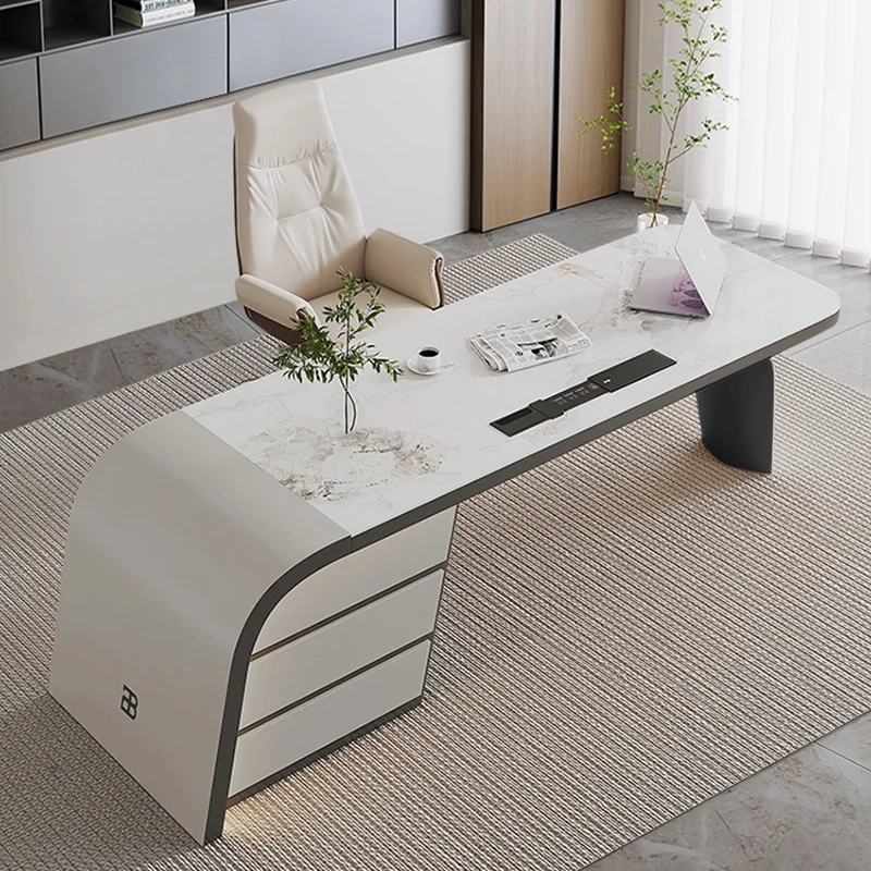 Designer Desktop Office Desk Hutch Storage Big Organizer White Computer Desks Drawers Luxury Mesa Para Computador Furniture - Image 2