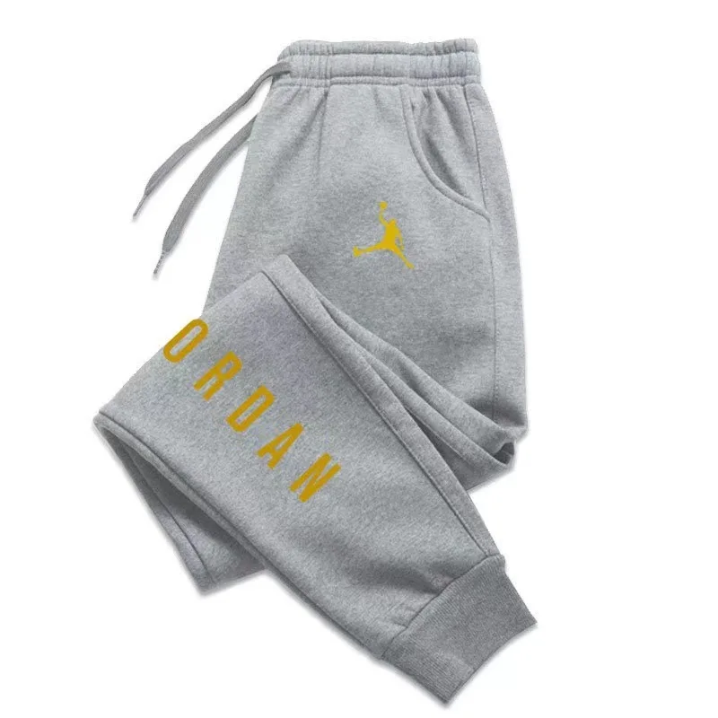 2024 Autumn/Winter Warm Pants New Men\'s Printed Running Pants Sports Pants Fitness Running Fashion Sports Style Thin Rope Pants