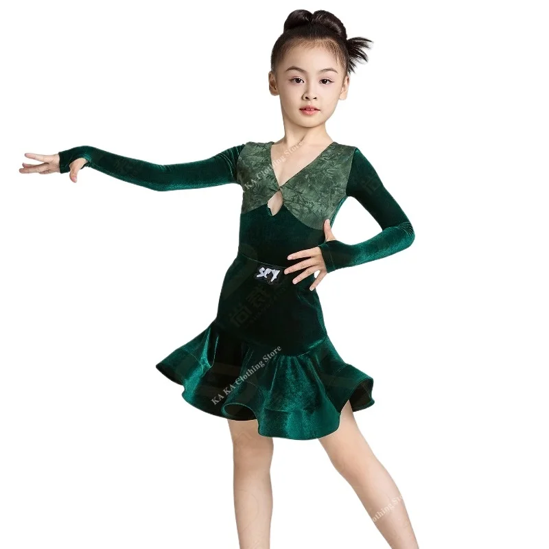 Samba Tango Rumba Latin Dance Costume Kids Salsa Latin Dance Dress Girls Dancing Dress Ballroom Dress Standard Child Dance Skirt