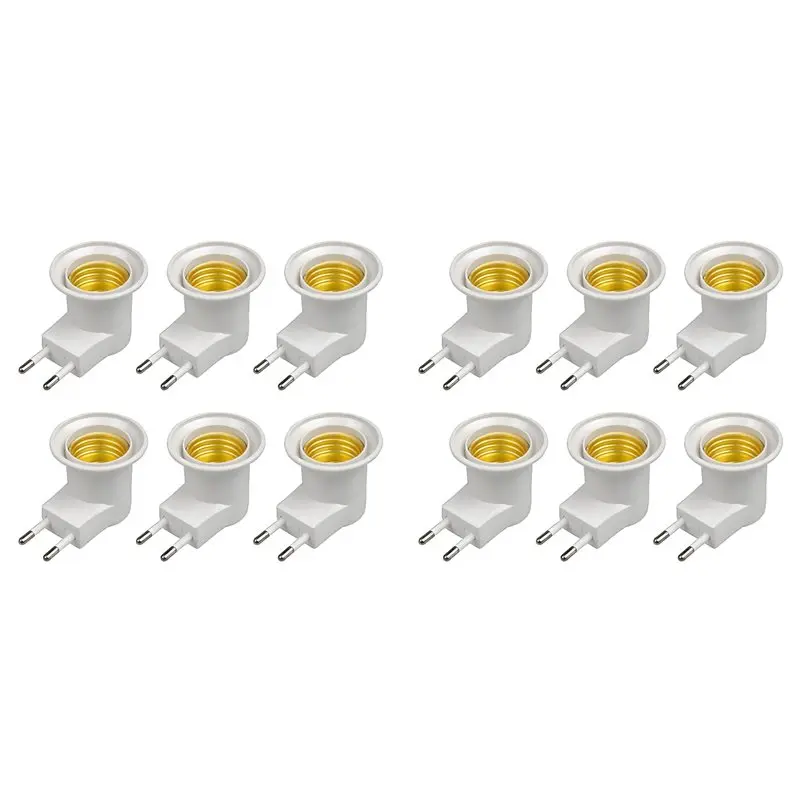 E27 Lamp Socket Adapter With Switch Plastic Standard Screw-In Socket Outlet Converter Bulbs For Home 12Pcs EU Plug