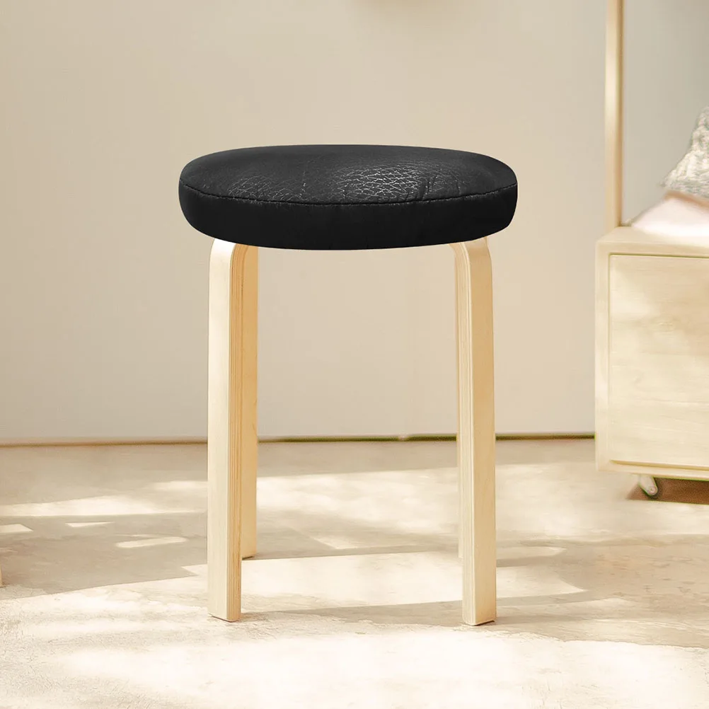 

2pcs Round Stool Cover Black Chair Protector Cushion Case Elastic Stretchy Seat Home Office Durability Comfort