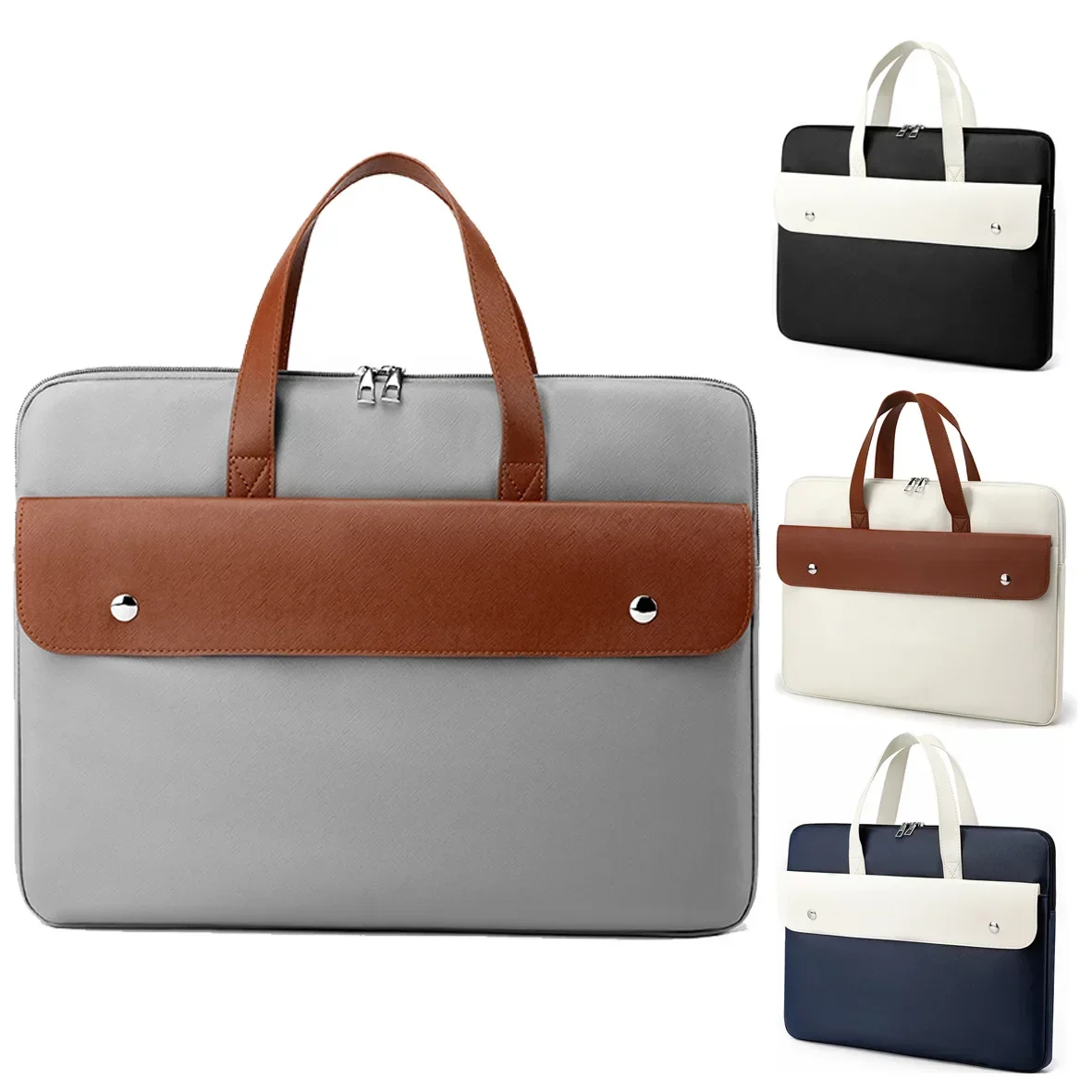 Bolsos para ordenador portátil de 15,6 pulgadas, bolso de PU para hombre, maletín, bolsos impermeables para ordenador de gran capacidad para mujer de 14 pulgadas