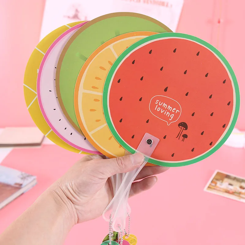 10 unids/pack ventilador promocional de verano para recuerdo de Festival de playa ventiladores de mano publicitarios de plástico fruta portátil