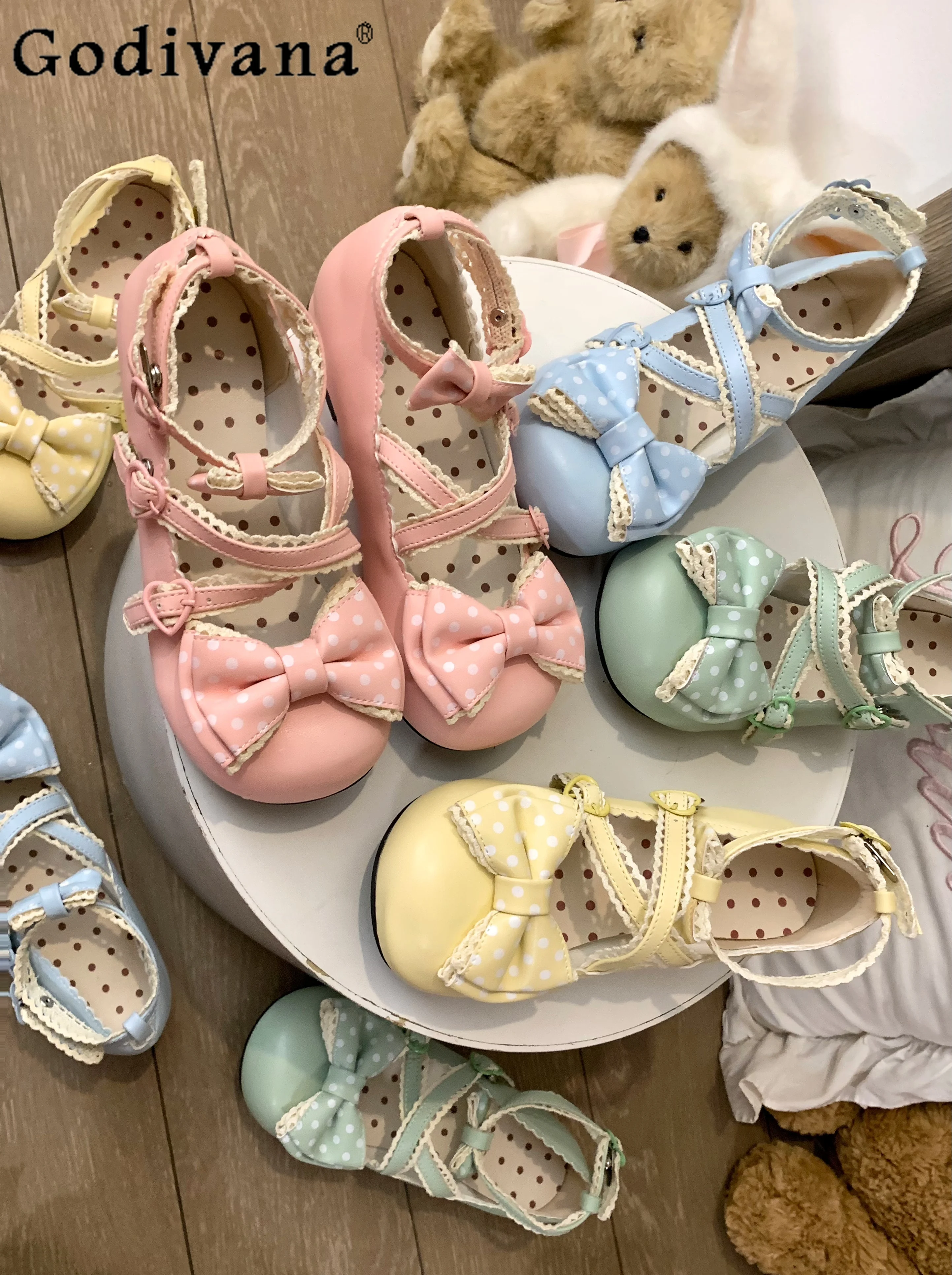 

Japanese Original Lolita Sweet Cute Small Leather Shoes Round Toe Chunky Heel Student JK Uniform Mary Jane Shoes