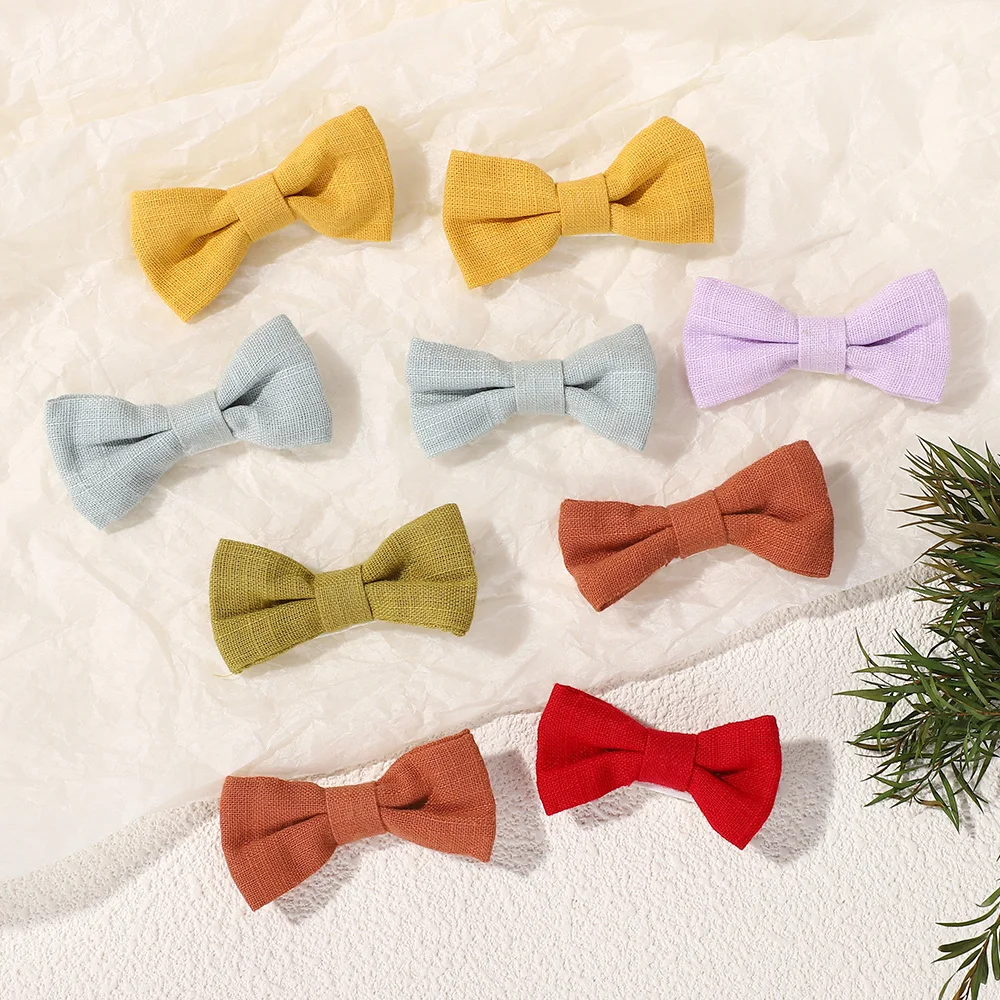 40pcs 어린이 무작위 컬러 활 머리핀 면화 헤어 클립 소녀 사랑스러운 Bowknot Hairgripe 유아 머리 장식 아기 헤어 액세서리