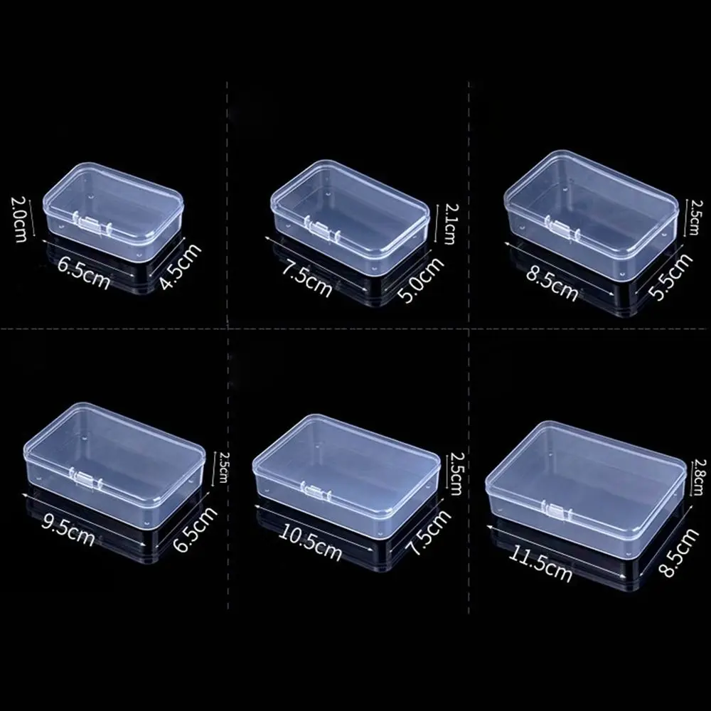 5 Sizse Square Storage Box Plastic Transparent Small Items Case Fishing Tools Accessories Power Tools Holder