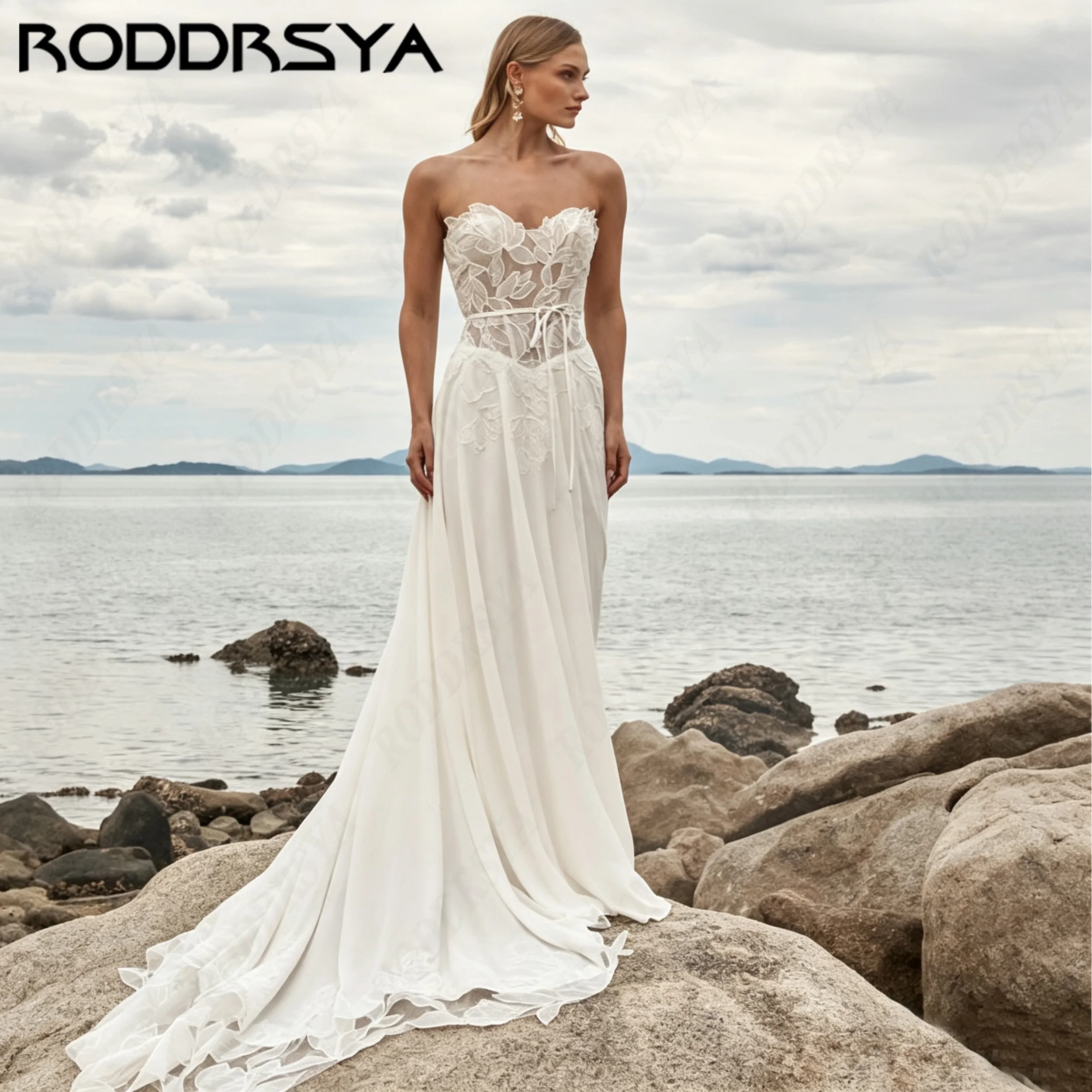 RODDRSYA Sweetheart Chiffon Bridal Dresses For Women Strapless A-Line Wedding Gown Elopement vestidos de novia Personalized