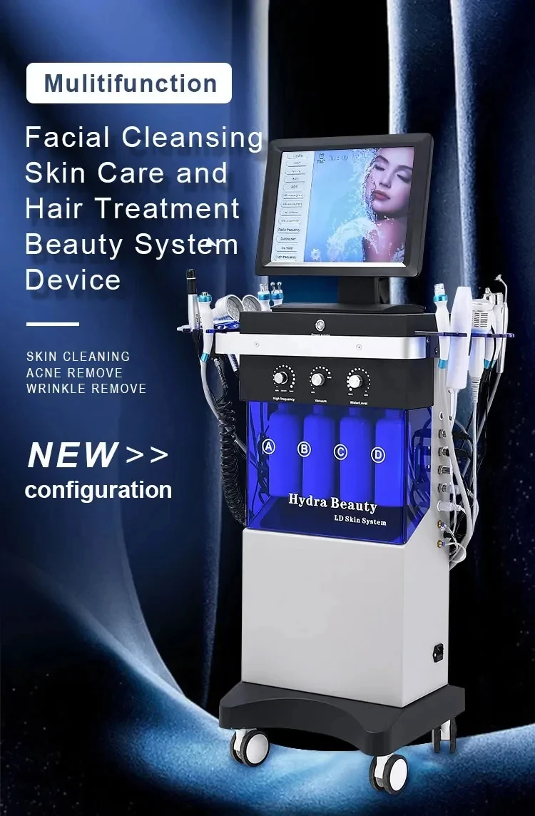 Máquina Hidro Facial para Mulheres, Equipamento de Beleza Estética Oxigenação por Bolhas, Lavador Ultrassônico, Hidrodermoabrasão, 14 em 1, 2024