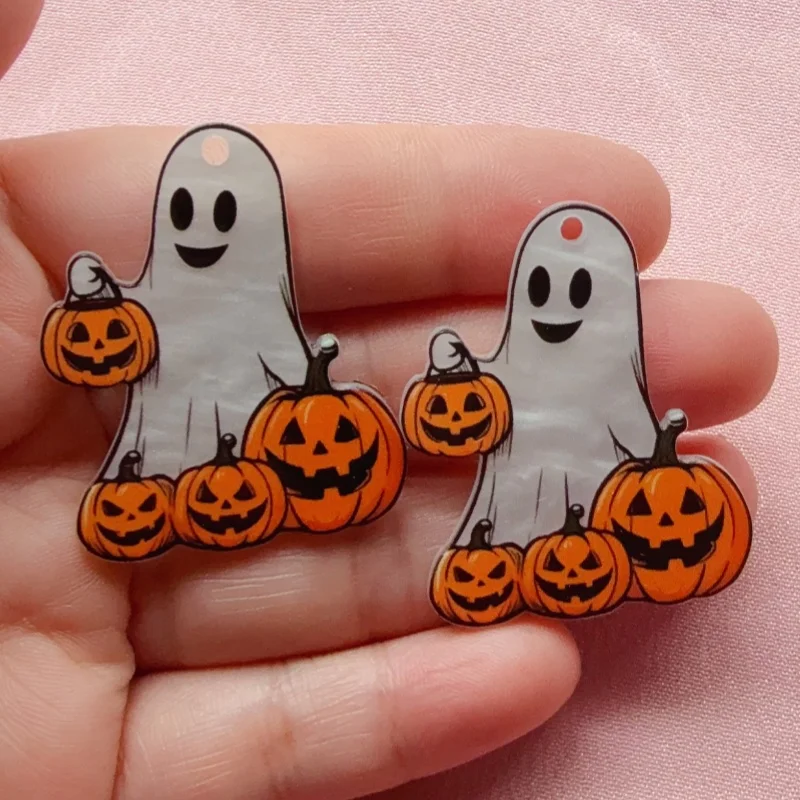 10pcs acrylic ghost pendant, DIY jewelry making earrings, necklaces, keychains, accessories