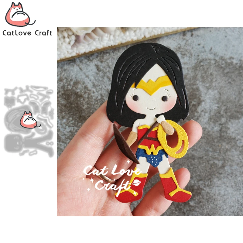 Catlove Heroine Super Hero металлические трафареты для скрапбукинга, трафаретные высечки для изготовления карт, DIY ремесло, тиснение, новые штампы на 2022 год