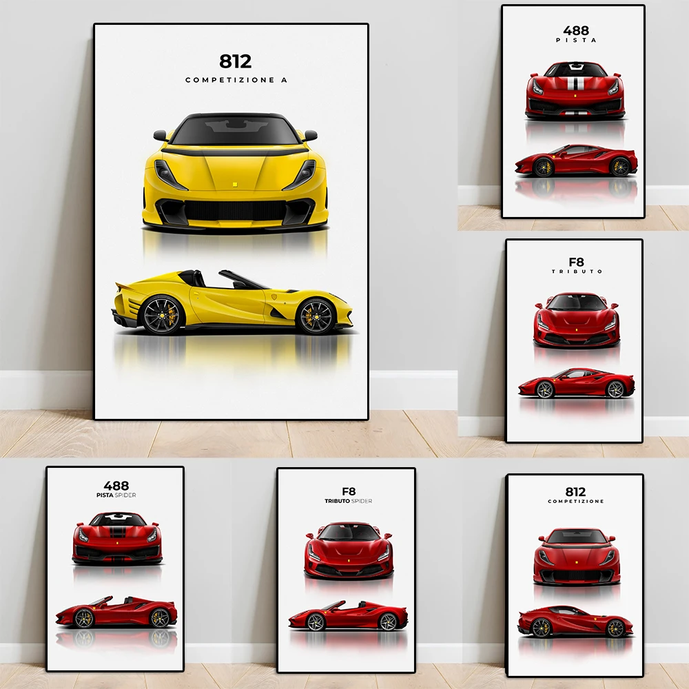 

Abstract Supercar F8 Canvas Painting Luxury Sports Car Wall Art Poster And Print Racing Club Mural Living Room Home Decoration