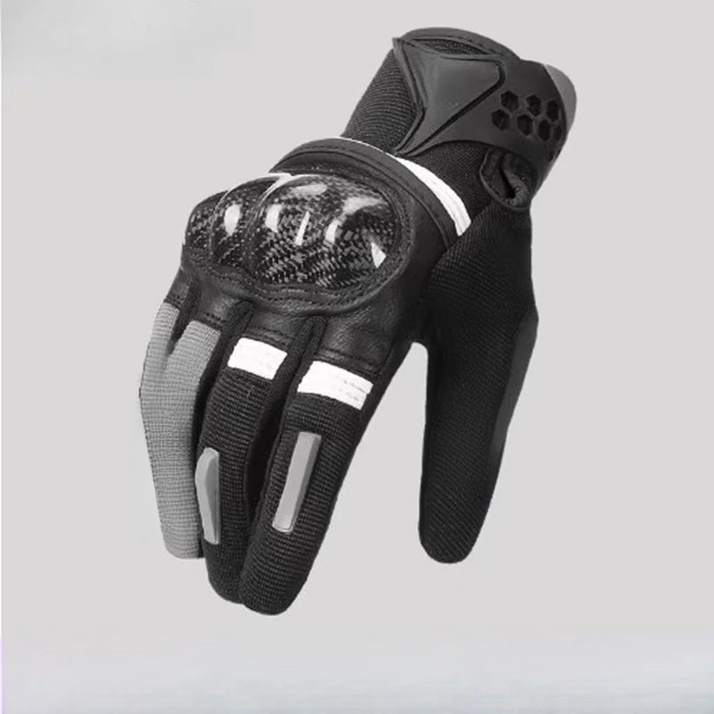 قفازات لمس للدراجات النارية من ألياف الكربون لمعدات ركوب الخيل مقاومة للرياح ومضادة للسقوط وأصابع كاملة مقاومة للاهتراء